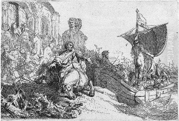 The Ship Of Fortune (b., Holl.111; H.106; Bb.33-e) Oil Painting by Harmenszoon van Rijn Rembrandt