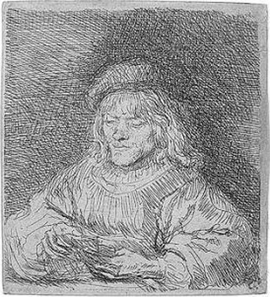 The Cardplayer (b., Holl.136; H.190; Bb.41-m) Oil Painting by Harmenszoon van Rijn Rembrandt