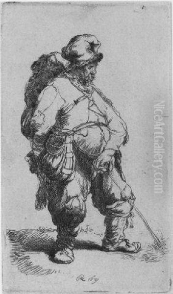 A Man Making Water (b., Holl.190; H.45; Bb.31-c) Oil Painting by Harmenszoon van Rijn Rembrandt