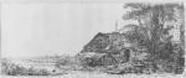 Landscape With A Cottage And A Large Tree (b., Holl. 226; H. 178; Bb. 41-b) Oil Painting by Harmenszoon van Rijn Rembrandt