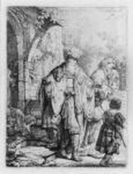 Abraham Casting Out Hagar And Ishmael Oil Painting by Harmenszoon van Rijn Rembrandt