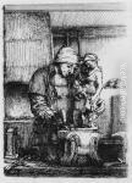 The Goldsmith (b., Holl. 123; H. 285) Oil Painting by Harmenszoon van Rijn Rembrandt