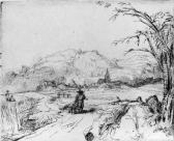 Landscape With Sportsman And Dog (b., Holl. 211; H. 265) Oil Painting by Harmenszoon van Rijn Rembrandt