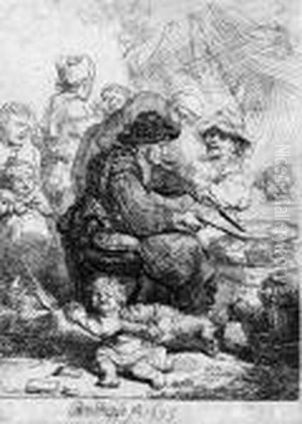 The Pancake Woman (b., Holl. 124; H. 141) Oil Painting by Harmenszoon van Rijn Rembrandt