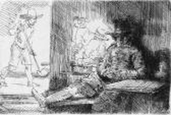 The Golf Player (b., Holl. 125; H. 272) Oil Painting by Harmenszoon van Rijn Rembrandt