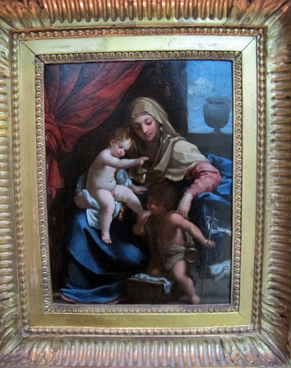 La Vierge A L'enfant Avec Saint Jean-baptiste Oil Painting by Guido Reni