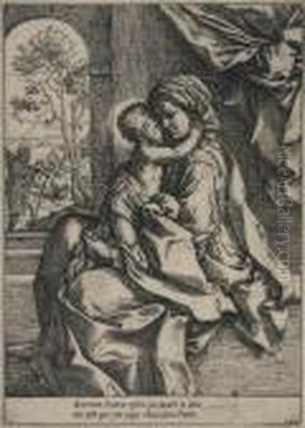 Madonna And Child With St . Joseph In The
Background Oil Painting by Guido Reni