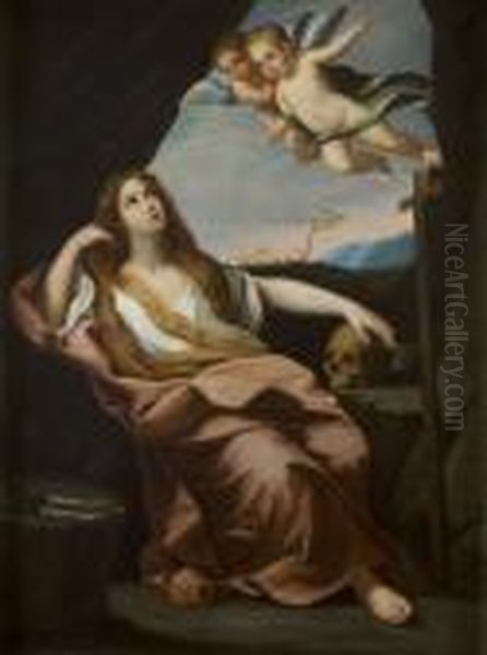 Maddalena In Estasi Con Angeli Oil Painting by Guido Reni