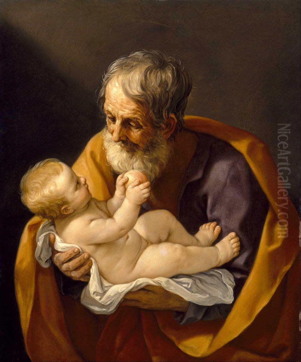 Saint Joseph And The Christ Child Oil Painting by Guido Reni