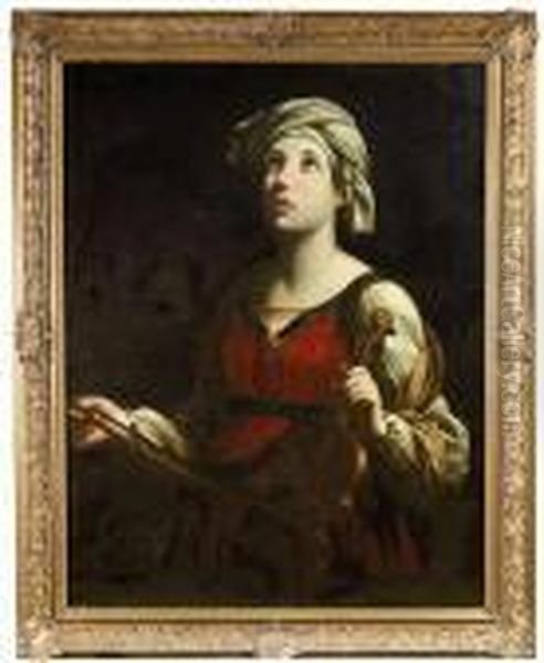 Stcecilia. Oil/canvas/panel Oil Painting by Guido Reni