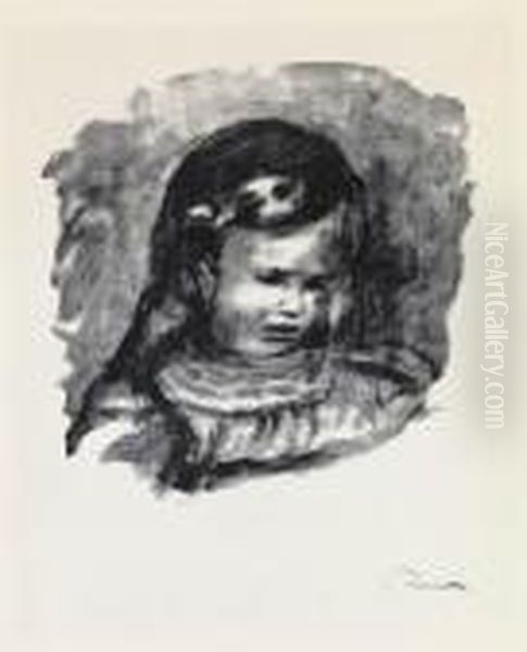 Claude Renoir, 
La Tete Baissee Oil Painting by Pierre Auguste Renoir