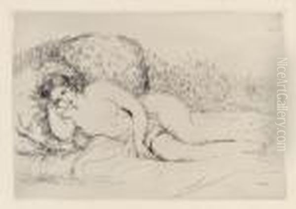 Femme Couche (tourne A Gauche) Oil Painting by Pierre Auguste Renoir