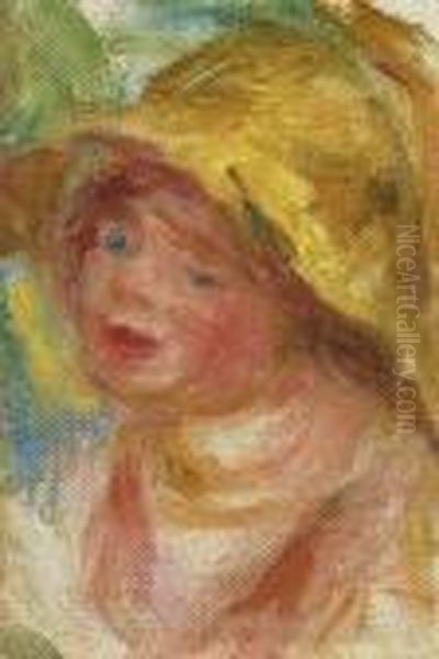 Jeune Femme Au Chapeau Oil Painting by Pierre Auguste Renoir