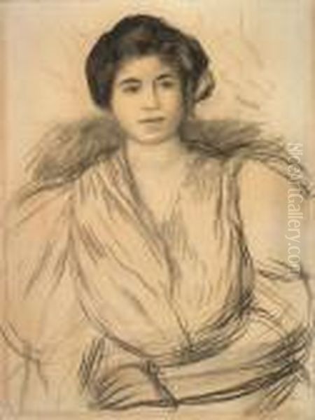 Portrait De Christine Lerolle - Buste De Femme Oil Painting by Pierre Auguste Renoir