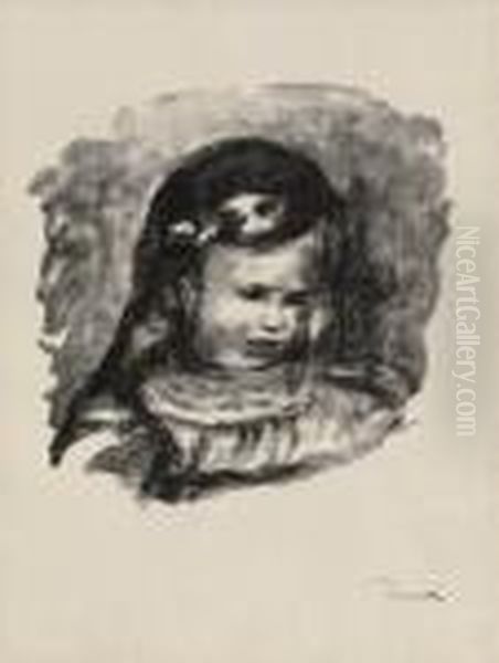 Claude Renoir, 
La Tete Baisee Oil Painting by Pierre Auguste Renoir