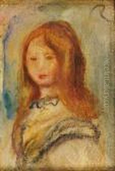 Portrait De Petite Fille Oil Painting by Pierre Auguste Renoir