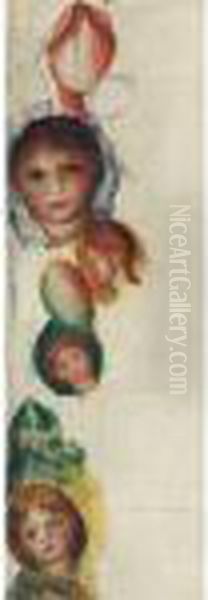 Etude De Visages Oil Painting by Pierre Auguste Renoir