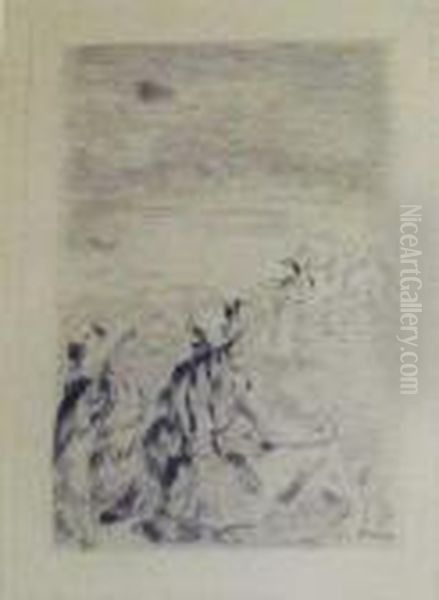 Sur La Plage, A
 Berneval Oil Painting by Pierre Auguste Renoir