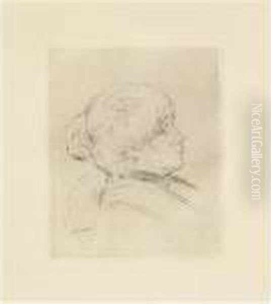 Berthe Morisot; Sur La Plage, A 
Berneval; Chapeau Epingle, 3e Planche (delteil, Stella 4; 5; 8) Oil Painting by Pierre Auguste Renoir