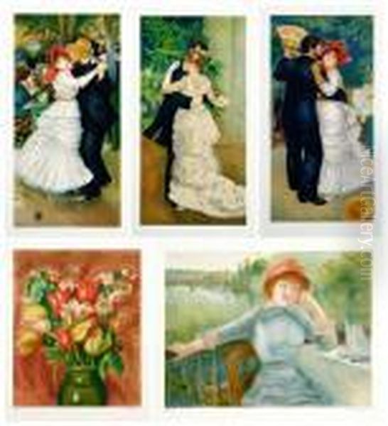 Dancing Couples: Seven With Woman In Flowered Dress Oil Painting by Pierre Auguste Renoir