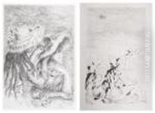 Sur La Plage
 And 
La Chapeau Epingle Oil Painting by Pierre Auguste Renoir