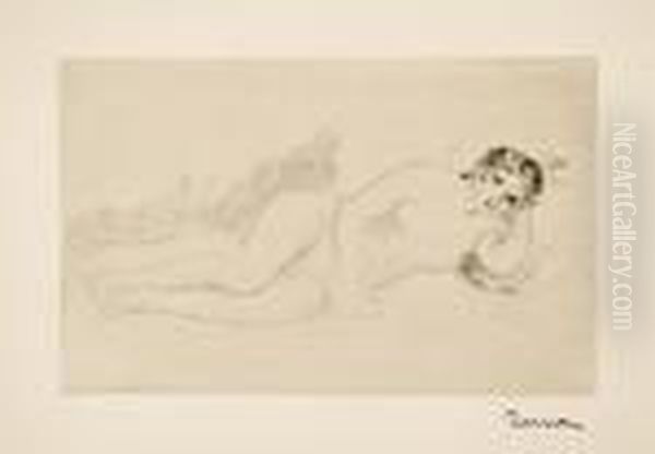 Femme Nue Couchee (tournee A Droite), 1re Planche Oil Painting by Pierre Auguste Renoir