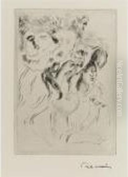 Le Chapeau Epingle (la Fille De 
Berthe Morisot Et Sa Cousin) 2eplanche; And Baigneuse Debout, A 
Mi-jambes (d., S. 7 And 23) Oil Painting by Pierre Auguste Renoir