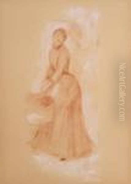 Plate X, Etude Pour Les Parapluies La Modiste Oil Painting by Pierre Auguste Renoir