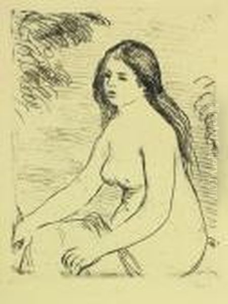 Femme Nueassise Oil Painting by Pierre Auguste Renoir