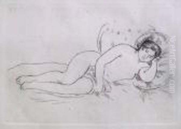 Title: Femme Nue Couchee Oil Painting by Pierre Auguste Renoir