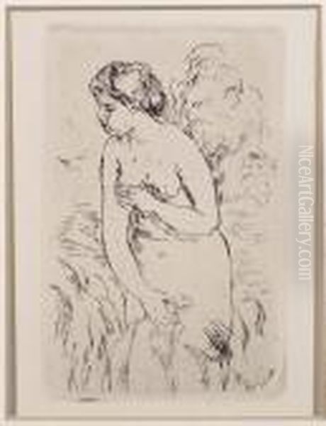 Beigneuse Debout, A Mi-jambes. Oil Painting by Pierre Auguste Renoir