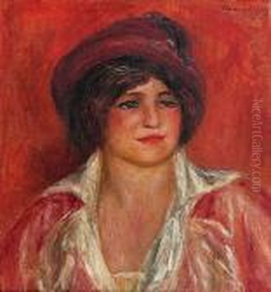 Portrait De Femme Au Chapeau Oil Painting by Pierre Auguste Renoir