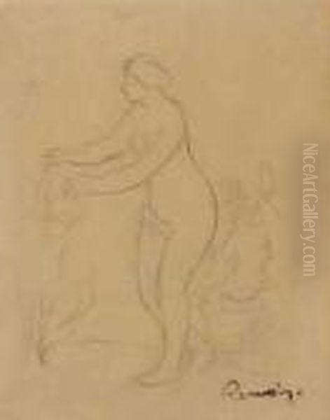 Bleistiftzeichnung Auf Dunnem 
Chamoisfarbenen Papier 20 X 16,5 Cm, Unter Glas Gerahmt. Unten Rechts 
Mit Schwarzem Signaturstempel 