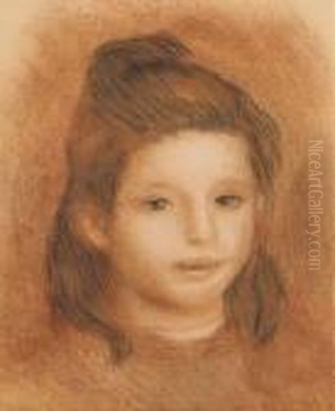 Tete De Jeune Fille Oil Painting by Pierre Auguste Renoir