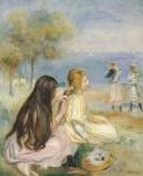 Les Enfants Au Bord De La Mer Oil Painting by Pierre Auguste Renoir