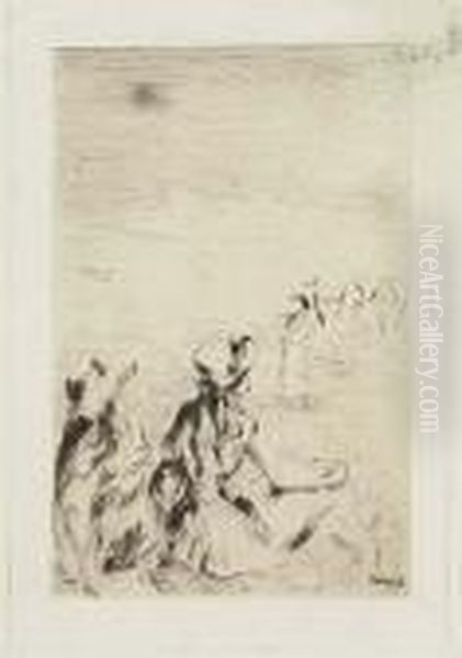 Two Etchings.
Sur Le Plage A Berneval Oil Painting by Pierre Auguste Renoir
