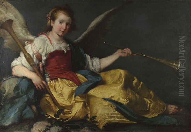 A Personification of Fame Oil Painting by Bernardo Strozzi