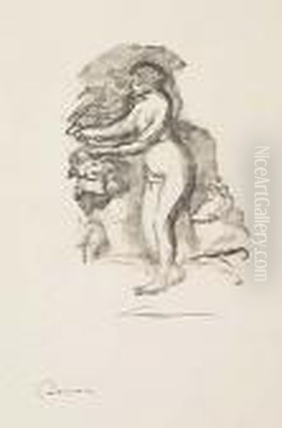 Femme Au Cep De Vigne<</b> Oil Painting by Pierre Auguste Renoir