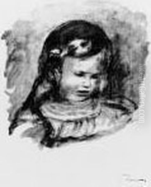 Claude Renoir, La Tte Baisse, 
From Douze Lithographies Originalesde Pierre- Auguste Renoir Oil Painting by Pierre Auguste Renoir