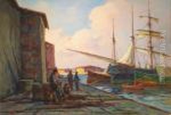 Il Porto Vecchio Oil Painting by Renuccio Renucci
