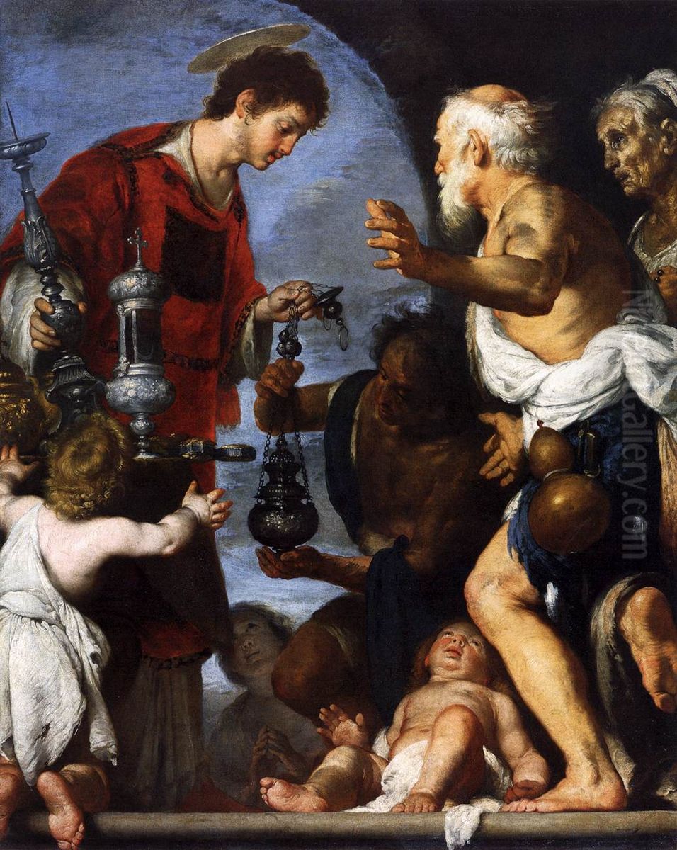 The Charity of St Lawrence Oil Painting by Bernardo Strozzi