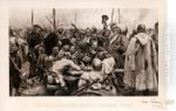 Zaporozhye Cossack, 
Writing A Letter To A Turkish Sultan Oil Painting by Repin Iliya