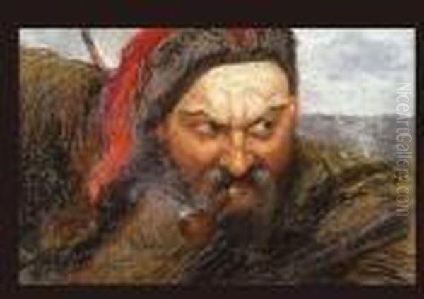 Man Holding Pipe Oil Painting by Repin Iliya