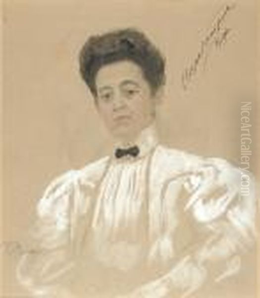 Portrait Of Vera Kankrina Oil Painting by Repin Iliya