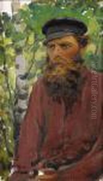 Portrait Of A Russian Peasant Oil Painting by Repin Iliya