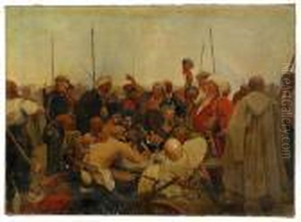 The Cossacks Writing A Mocking Letter To The Sultan Oil Painting by Repin Iliya