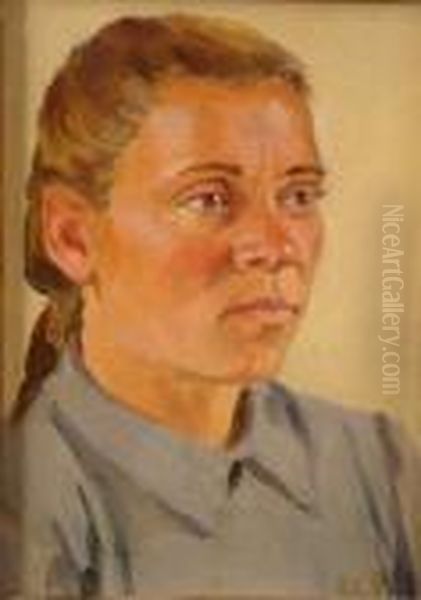 'sketch Of The Head' - Portrait Of A Woman Oil Painting by Repin Iliya