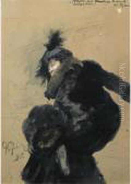 Woman In A Fur Coat Said To Be The Artist's Wife, Natalia Nordman Oil Painting by Repin Iliya