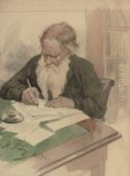 Portrait Of Lev Tolstoy Oil Painting by Repin Iliya