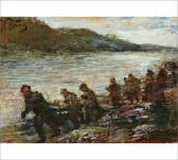 Barge Haulers On The Volga Oil Painting by Repin Iliya